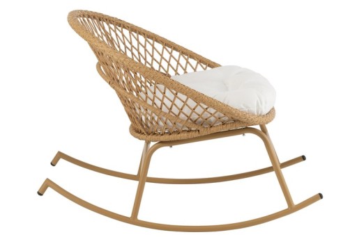 J-Line rocking chair + cushion Zayo - metal/wicker - beige