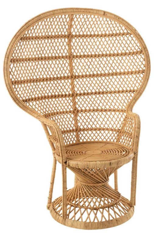 J-Line Pauw Rattan chair with cushion - jute - natural