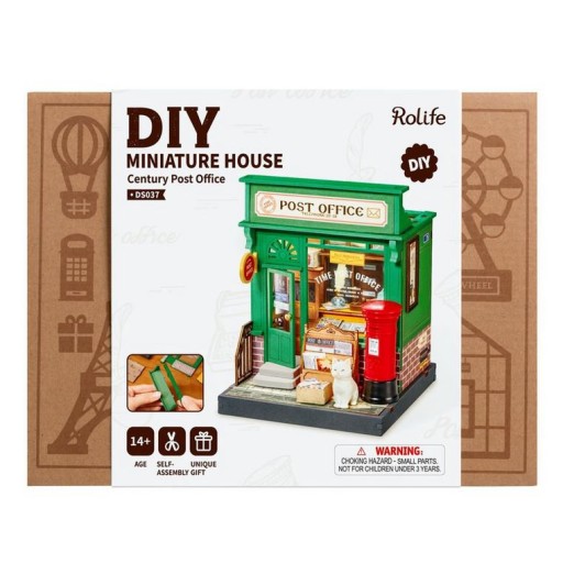 Robotime, DIY Huisje Centry Post Office, DS037, 9,5x9,5x12cm