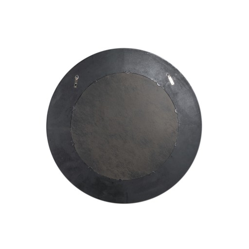Gezzy Brown Wooden Veneer Mirror Thick Frame Round
