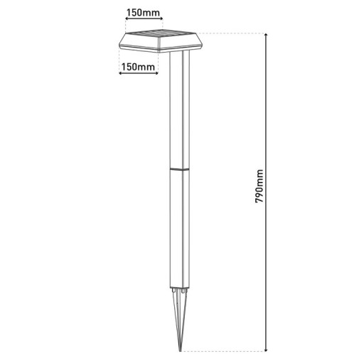Solar decorative spit "Sigi", 79 cm high, plastic, black, integrated LEDs, warm white