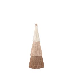 Kevene Cream Polyester Tassel Tree Statue S | Driekleurige Kerstboom - Product afbeelding