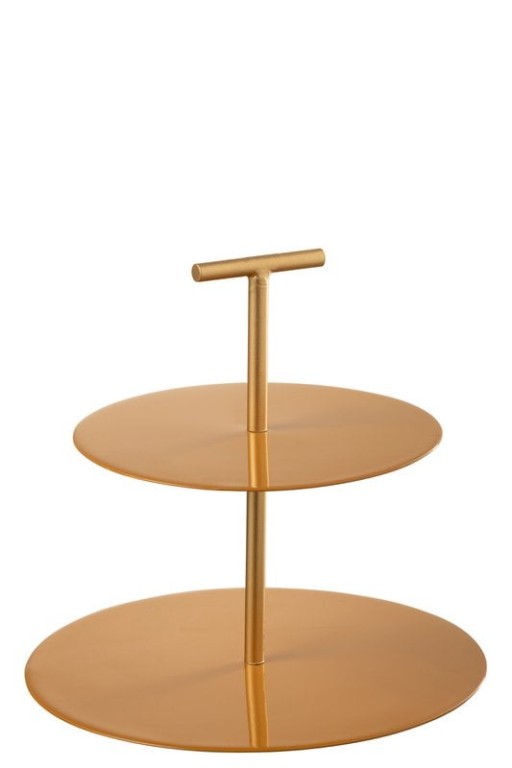 J-Line plate 2 Layers - round - metal - ocher