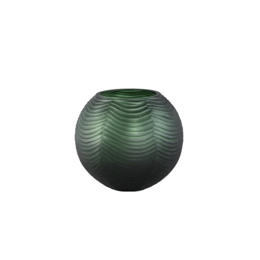 Elichi Green Round Glass Vase Low