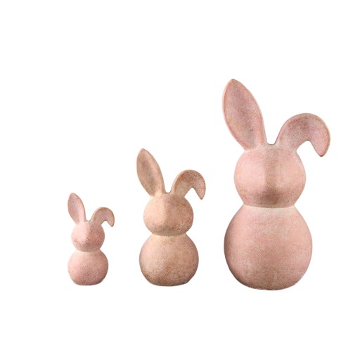 Berniee Pink Cement Rabbit Statue Mixed Ears L