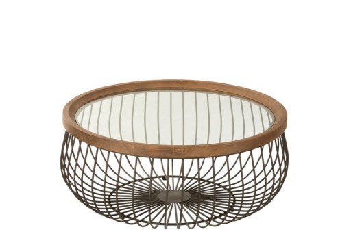 J-Line Set Of 2 Coffee Table Round Metal/Glass Black - 100 x 100 x 45 cm