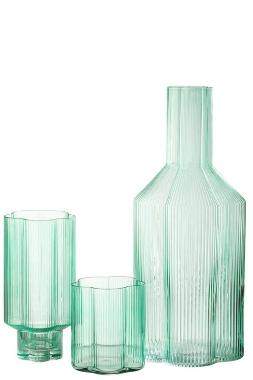 J-Line Carafe Fiore - glass - aqua