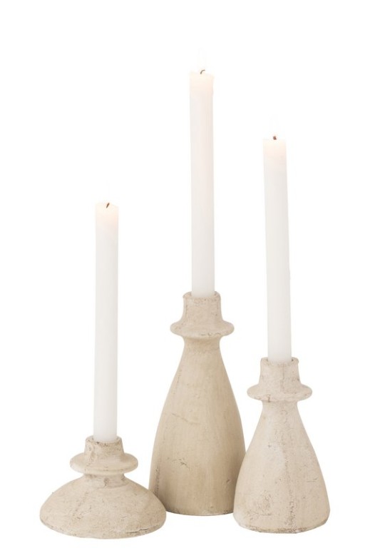 J-Line Set of 3 Candlesticks Agora Terra Beige