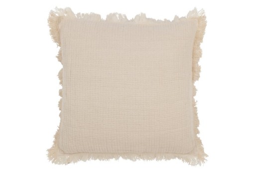 J-Line cushion Fringes Muslin - cotton - light beige