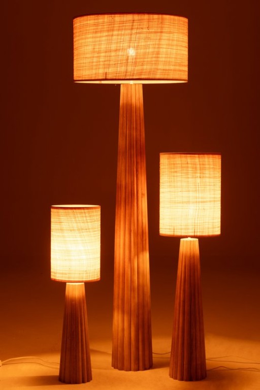 J-Line Floor Lamp Umbrella Ailanthus Wood Natural