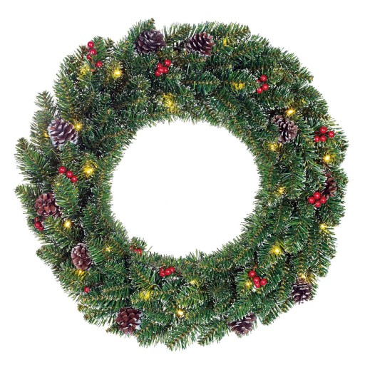 Creston Kerstkrans met LED Verlichting - Ø60 cm - Groen