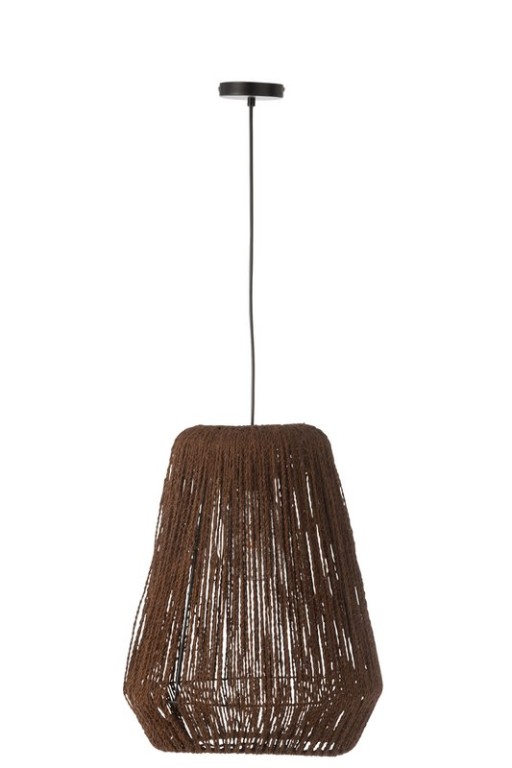 J-Line Hanging Lamp Braid Metal/Palm Black Large