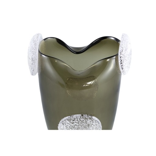 Giah Green Solid Glass Vase With Deco Rounds L