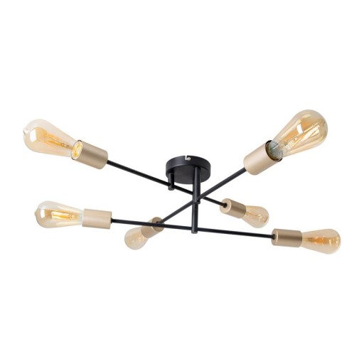 Ceiling light "Modo" 6-flame made of metal in black, versions gold, E27 socket, ceiling lamp for living room, dining room, kitchen, hallway, hallway or office with a Øvon 54.5 cm