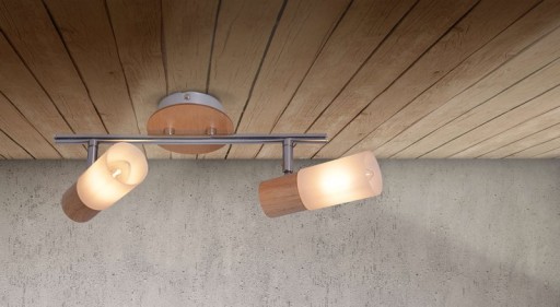 2 wall ceiling spot "Todtnau", metal, wood and plastic, E14, 39 cm long