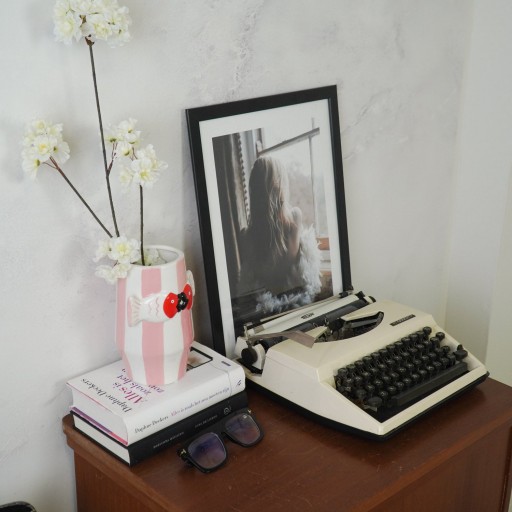 Vaas -bloemen vaas vissen - roze/wit- 14x11,5x18cm