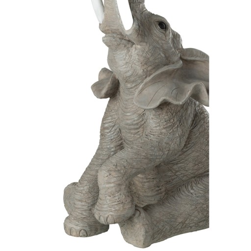 J-Line tafel Olifant - poly/glas - grijs