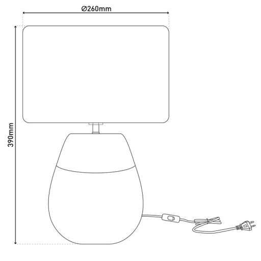 Ceramic table lamp "Bronco", table lamp, ceramic, beige/gray, with E14 socket, for dining room, living room, hallway or office, 39 cm high