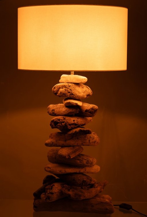 J-Line lamp + shade - wood - natural/beige - small