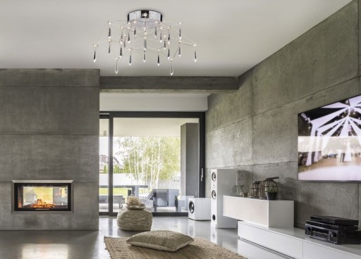 LED ceiling light "Araneus" made of metal and glass in chrome, Ø 55 cm, with firmly built -in LEDs, lighting for living room, dining room, hallway or office