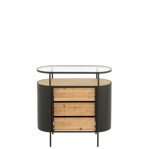 J-Line Kast Avy Ijzer Naturel/Zwart