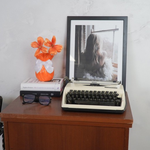 Vaas - boog - dolomiet - oranje/lila - 11x10x16cm