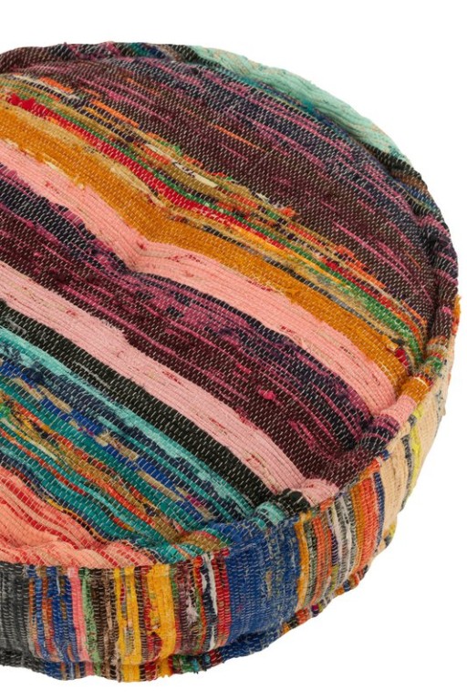 J-Line Pouf Chindi Round Cotton/Polyester Mix