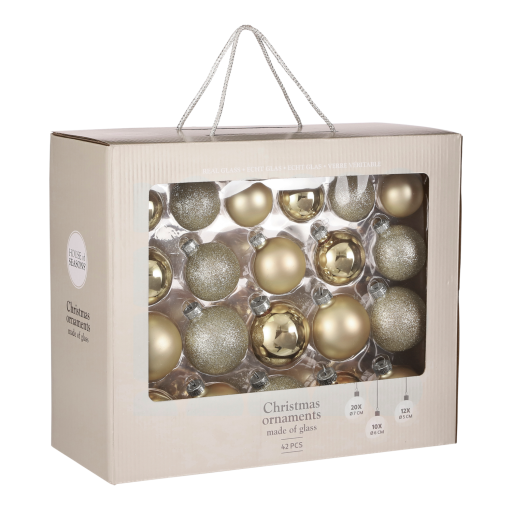 Kerstballen Set - 42 Stuks - Ø7 cm - Glas - Champagne