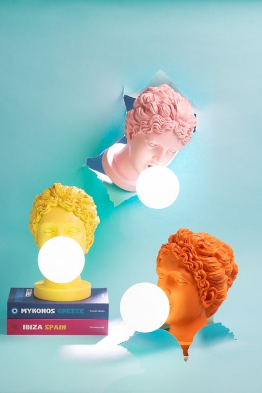 J-Line Table Lamp Lady Head Resin Orange