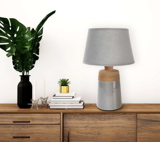 Ceramic table lamp "Talia", table lamp made of ceramic, beige/gray, with E14 socket, for dining room, living room, hallway or office, 31 cm high