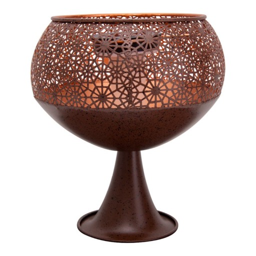 LED decorative solar light with a base of 25 cm high, with flame effect, for outside, made of rust-colored metal and plastic, with a firmly built-in LED