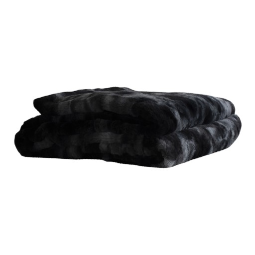 Linde Black Faux Fur Bedspread In Giftbox 220x240