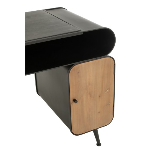J-Line Bureau Wood And Metal Desk Dennenhout Zwart/Lichtbeige