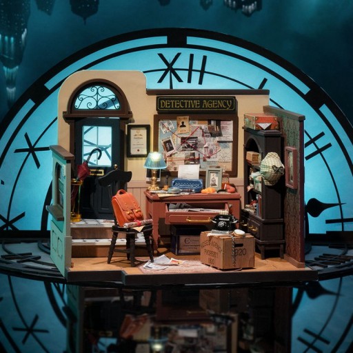 DIY House Mose's Detective Agency with LED lighting, Robotime, DG157, 20x12.8x15.8cm