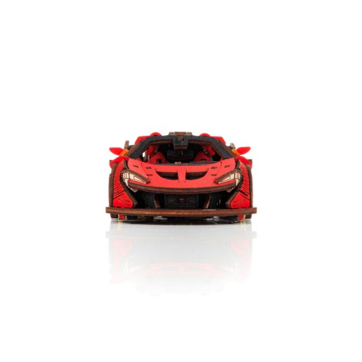 Eco Wood Art (EWA) DIY 3D Mechanical Model Racing Car Red, 4073, 21x9,5x5,7cm