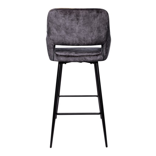 Fallon Velvet Anthracite Bar Stool Black Metal Leg