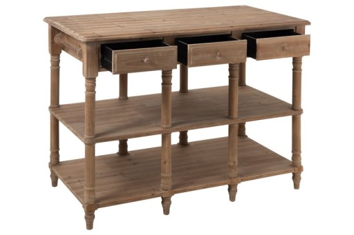 J-Line Console 6 Drawers Wood Natural