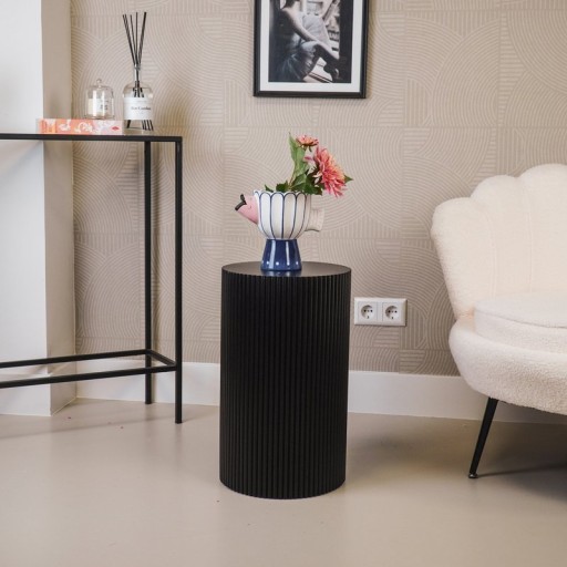 Side Table / Pillar- Cylinder - MDF - Black -30x54cm