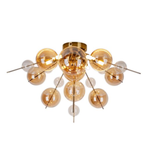 Deckenleuchte "EXPLOSION" amber aus Metall und Glas, G9 Fassungen, Deckenlampe für Esszimmer, Wohnzimmer, Diele oder Büro, Ø57 cm