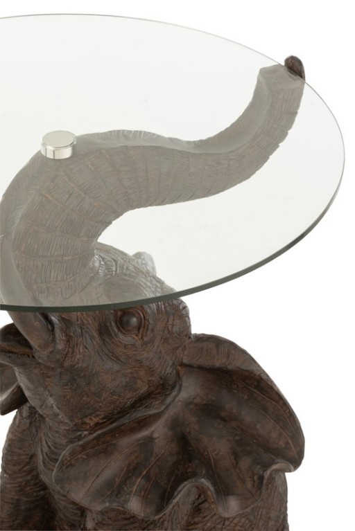 J-Line table Elephant - poly/glass - dark brown