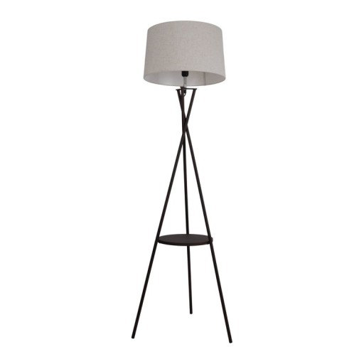 Standing lamp with integrated "Tora" table made of rust -colored metal and natural -colored textile material, 158 cm high Ø 51cm, E27