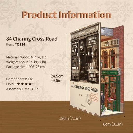 Tonecheer, DIY Book Nook, 84 Charing Cross Road, TQ114, 18 x 8 x 24,5 cm