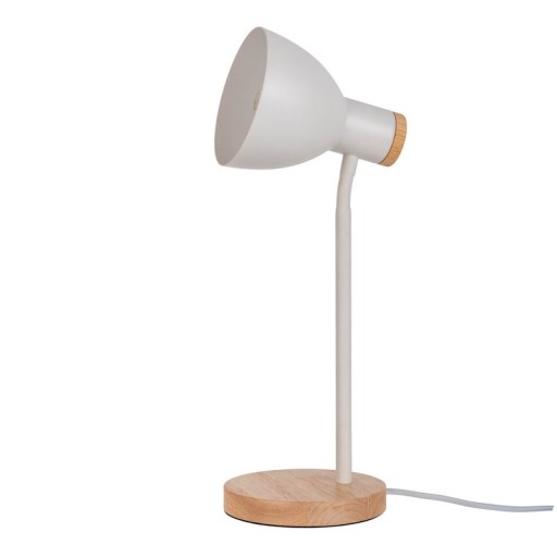 "Marie" desk lamp made of metal and wood, E14, white, 36.5 cm high
