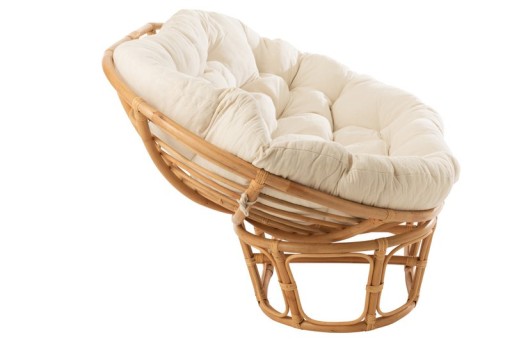 J-Line Rattan sofa - with cushion - jute/textile - natural