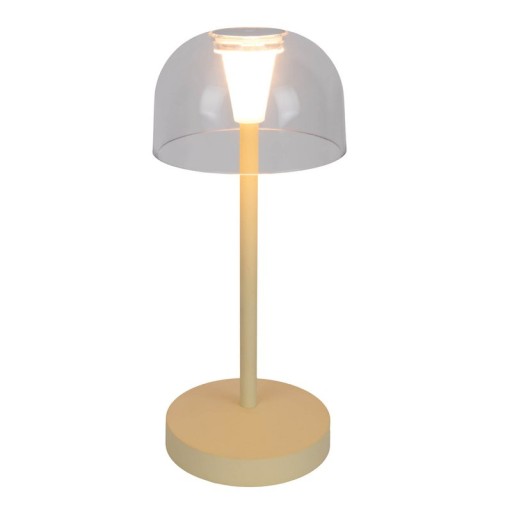 2-er Set LED battery table lamp "Gomba" for outside and inside, made of metal and plastic in yellow, 18.5 cm high