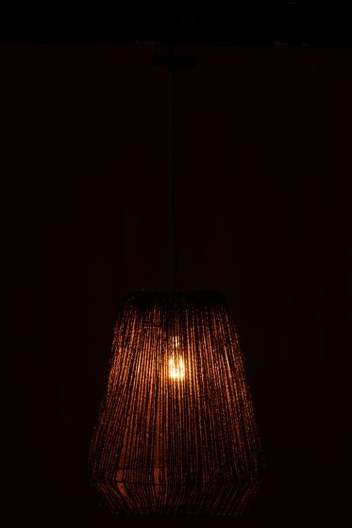 J-Line Hanging Lamp Braid Metal/Palm Black Large