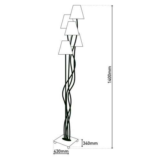 Textile standing lamp 4-flame "boho", floor lamp in beige/brown, with E14 socket, for dining room, living room, hallway or office, 138 cm high