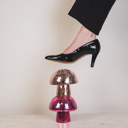 Ornament - Disco -Mushroom -Glass - Rose Gold- 14x14x14cm