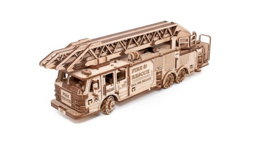 Eco Wood Art Mechanical Puzzle Firetruck, 1409, 37.8x9.8x12.2cm