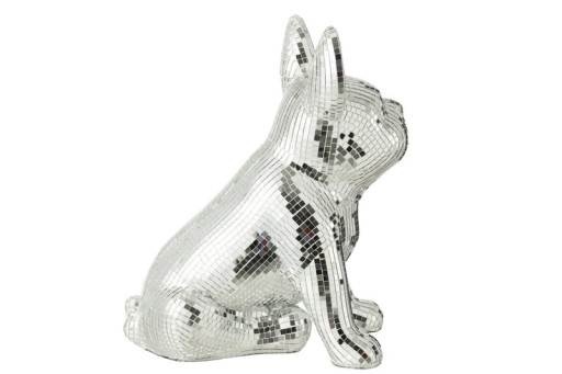 J -Line Decoration Bulldog Mirror - resin - Silver